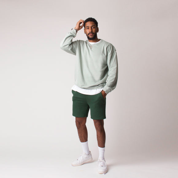 D001SWTR Detail Unisex French Terry Sweater Sage