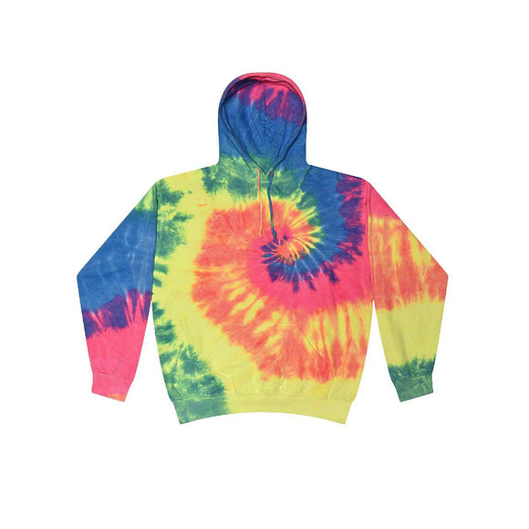 8777 Colortone Tie-Dyed Hooded Sweatshirt Neon Rainbow
