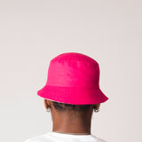 D001BKT Detail Cotton Bucket Hat Hot Pink