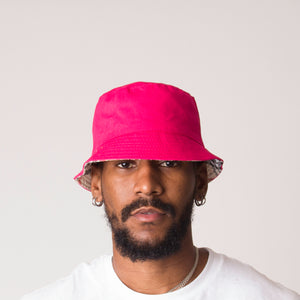 D001BKT Detail Cotton Bucket Hat Hot Pink