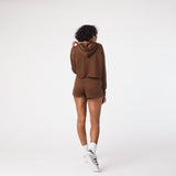 D001CRPHD Detail French Terry Cropped Hoodie Dark Chocolate