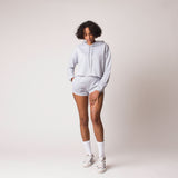 D001FSRT Detail Female French Terry Shorts Heather Grey