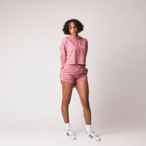 D001FSRT Detail Female French Terry Shorts Mauve