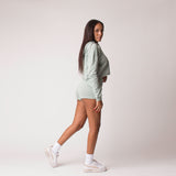 D001FSRT Detail Female French Terry Shorts Sage