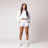 D001FSRT Detail Female French Terry Shorts White