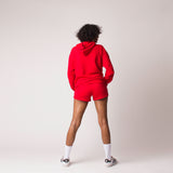 D001FSRT Detail Female French Terry Shorts Red
