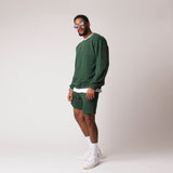 D001SWTR Detail Unisex French Terry Sweater Forest Green